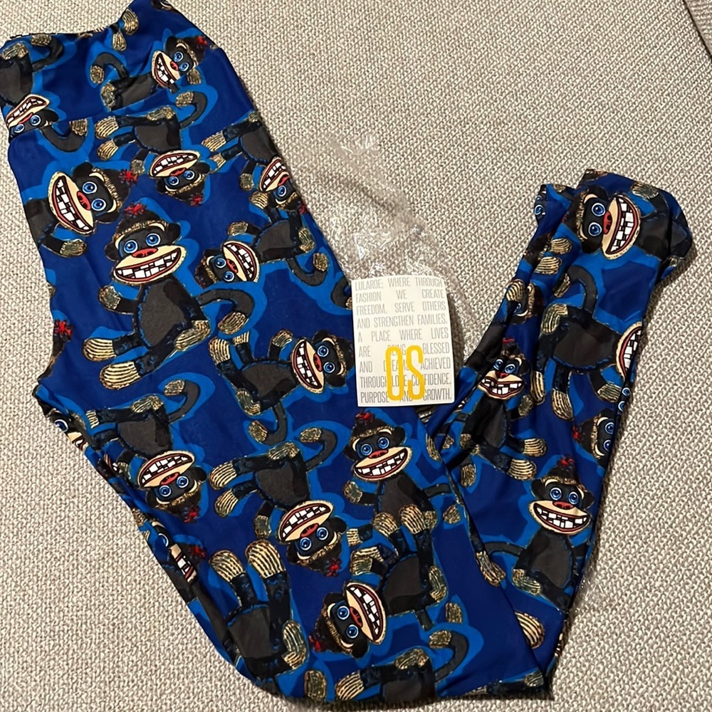 NWT Lularoe OS sock monkey leggings